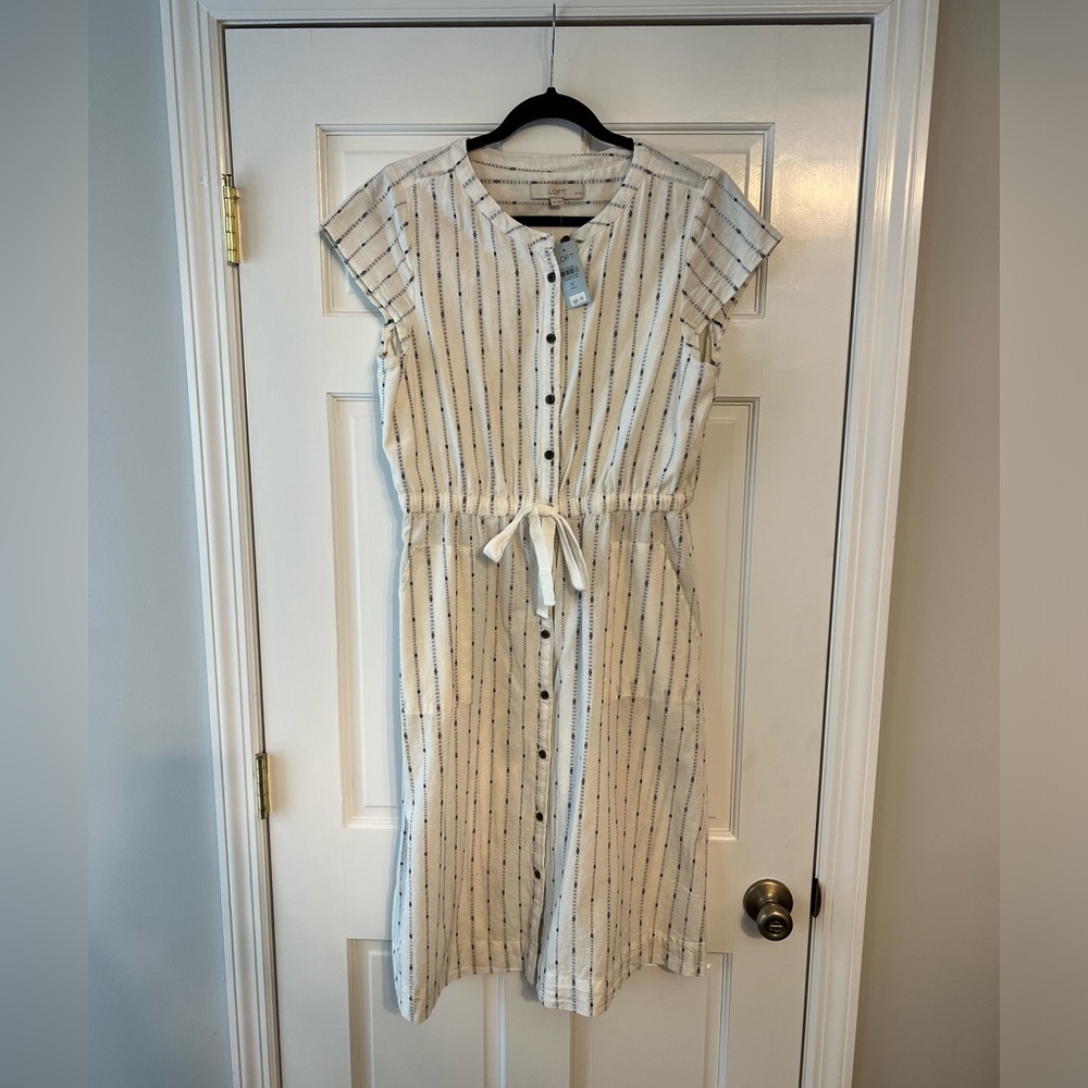 NWT Loft Dobby Midi Utility Pocket Shirtdress